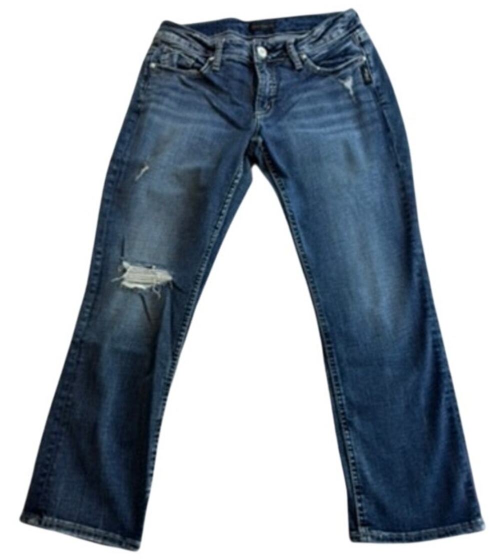Silver Jeans Elyse Capri Womens 27x22.5 Distressed Stretch Crop Jeans